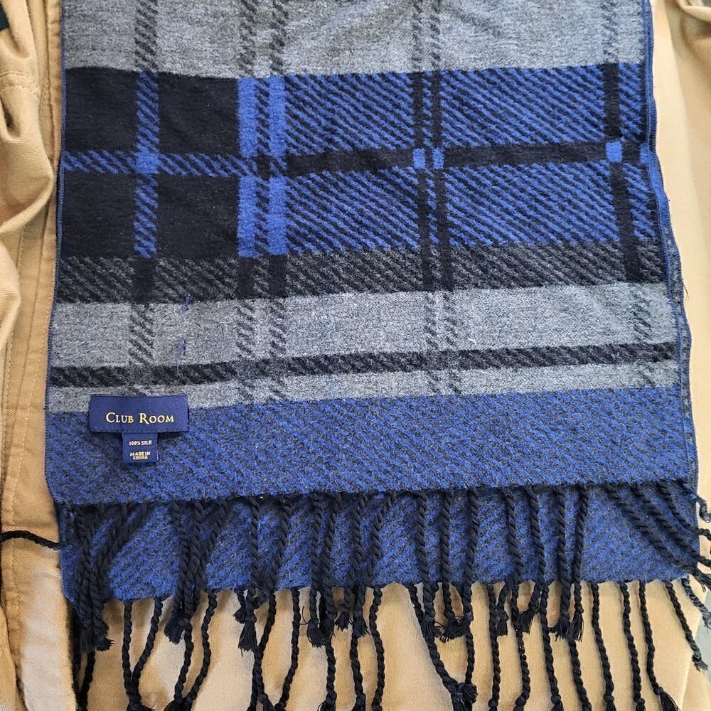 100% Silk Club Room Plaid Scarf